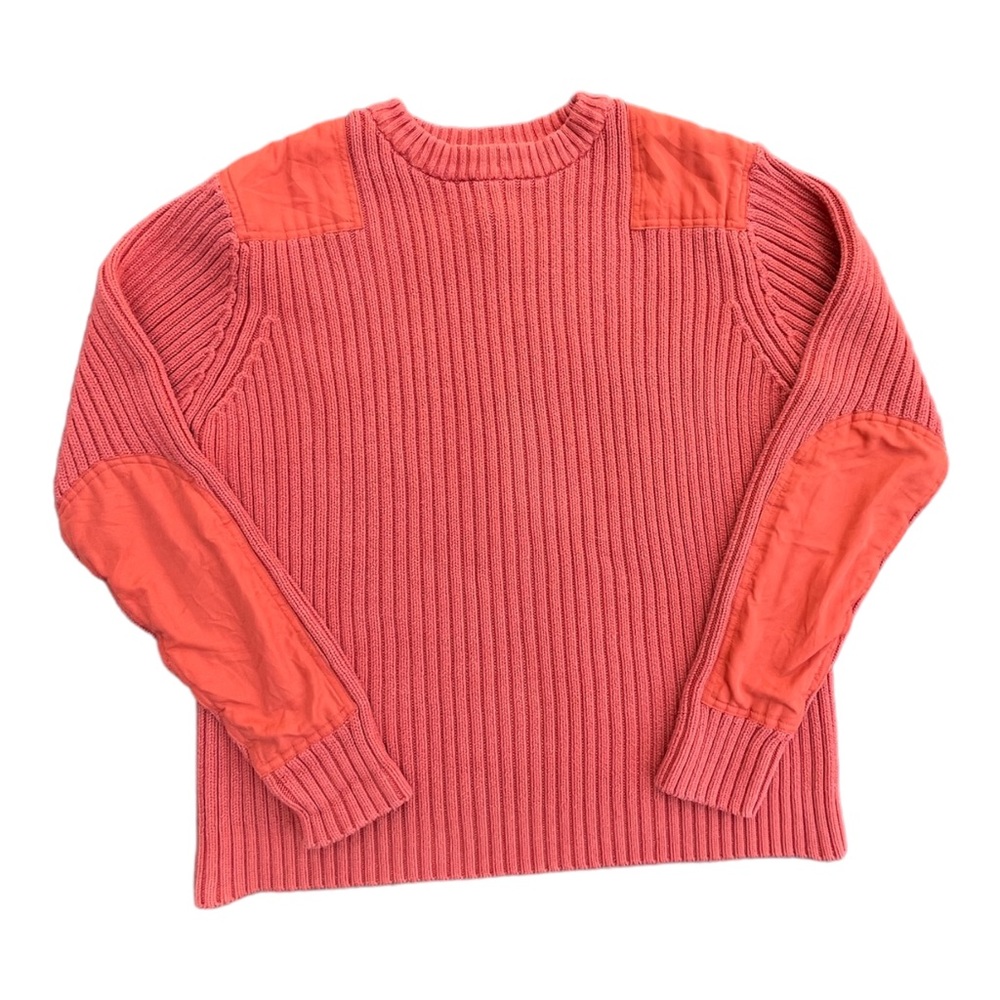 Vintage L.L. Bean Cotton Commando Sweater Orange Mens L Hong Kong 0 BYK5 Ribbed